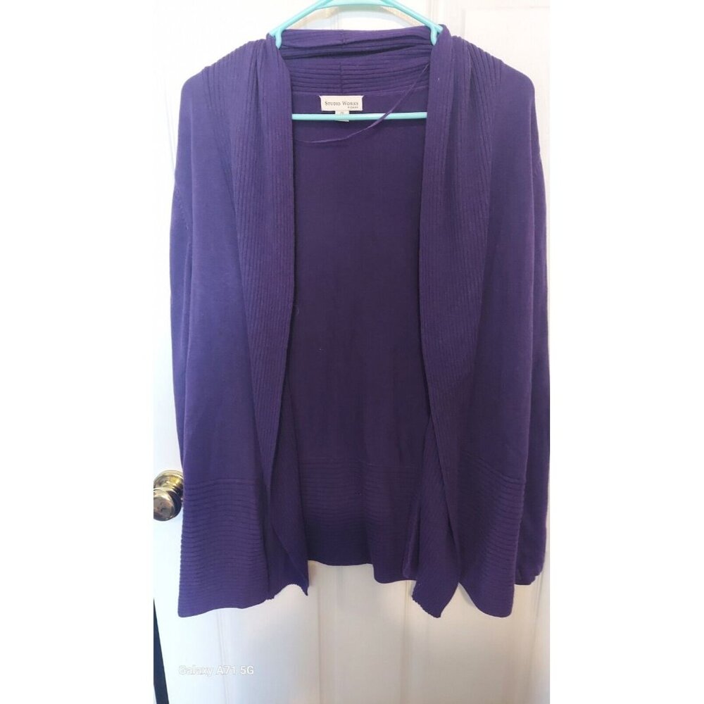 Ladies Plus Studio Works Purple Cardigan‎ - 2X